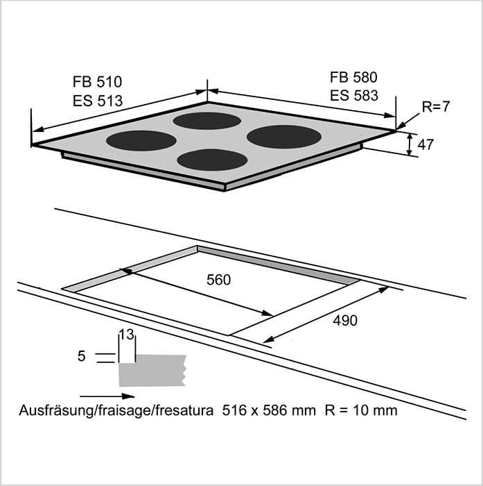 FORS Plan de cuisson vitro 58, HighLight - HC 641 FB