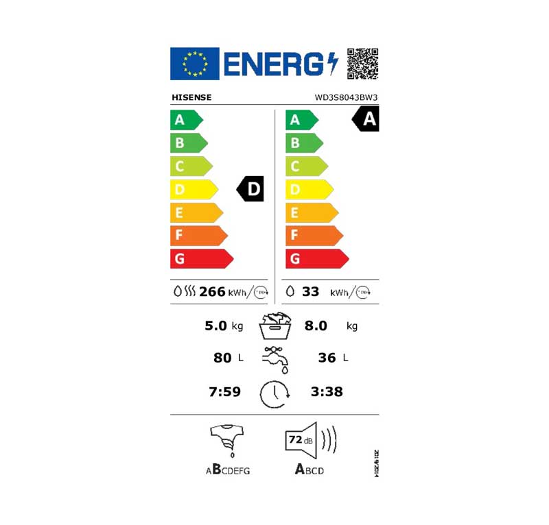 HISENSE Lavante​-​séchante 3S - WD3S 8043BW3 photo 6